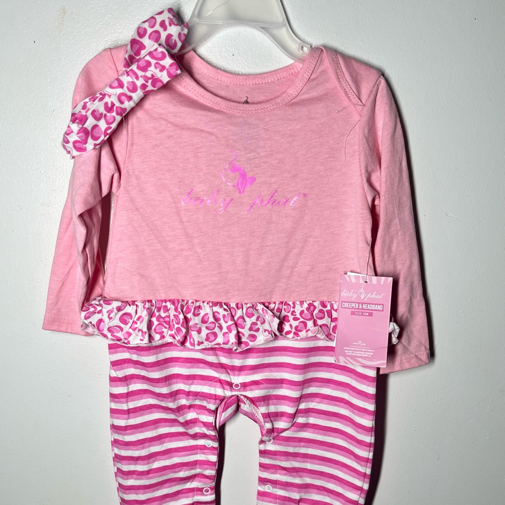 Brand New Baby Phat Pink Infant Dress Onesie  Headband